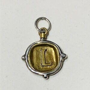 Waxing Poetic Silver (925) and brass Initial Necklace Pendant.